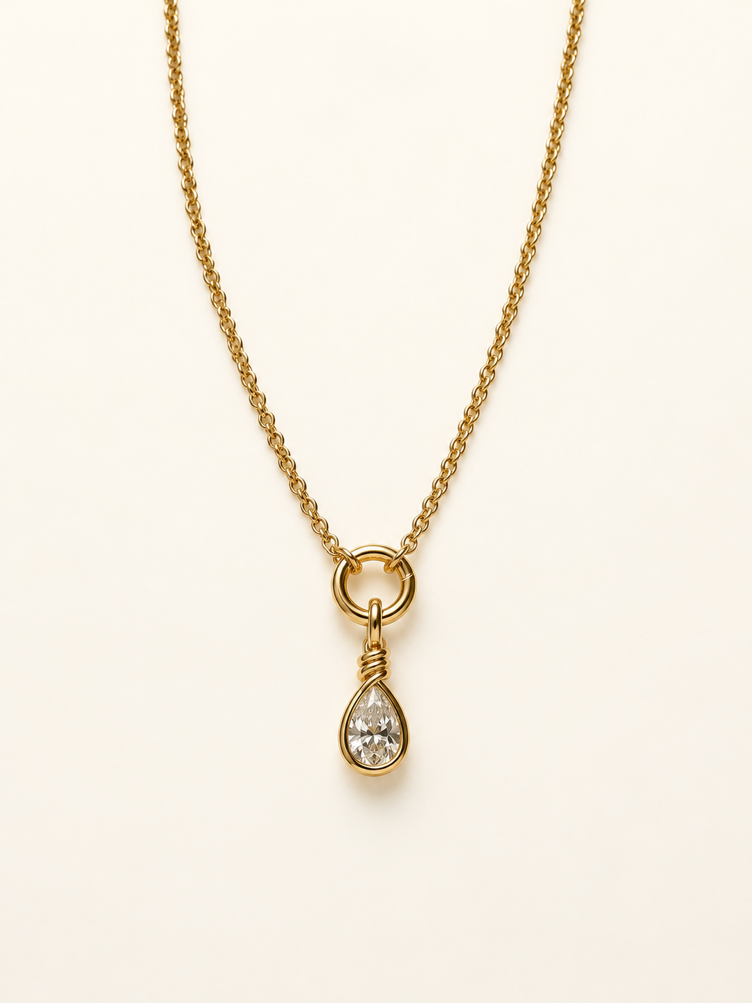 Wrapped Diamond Charm Clasp Necklace