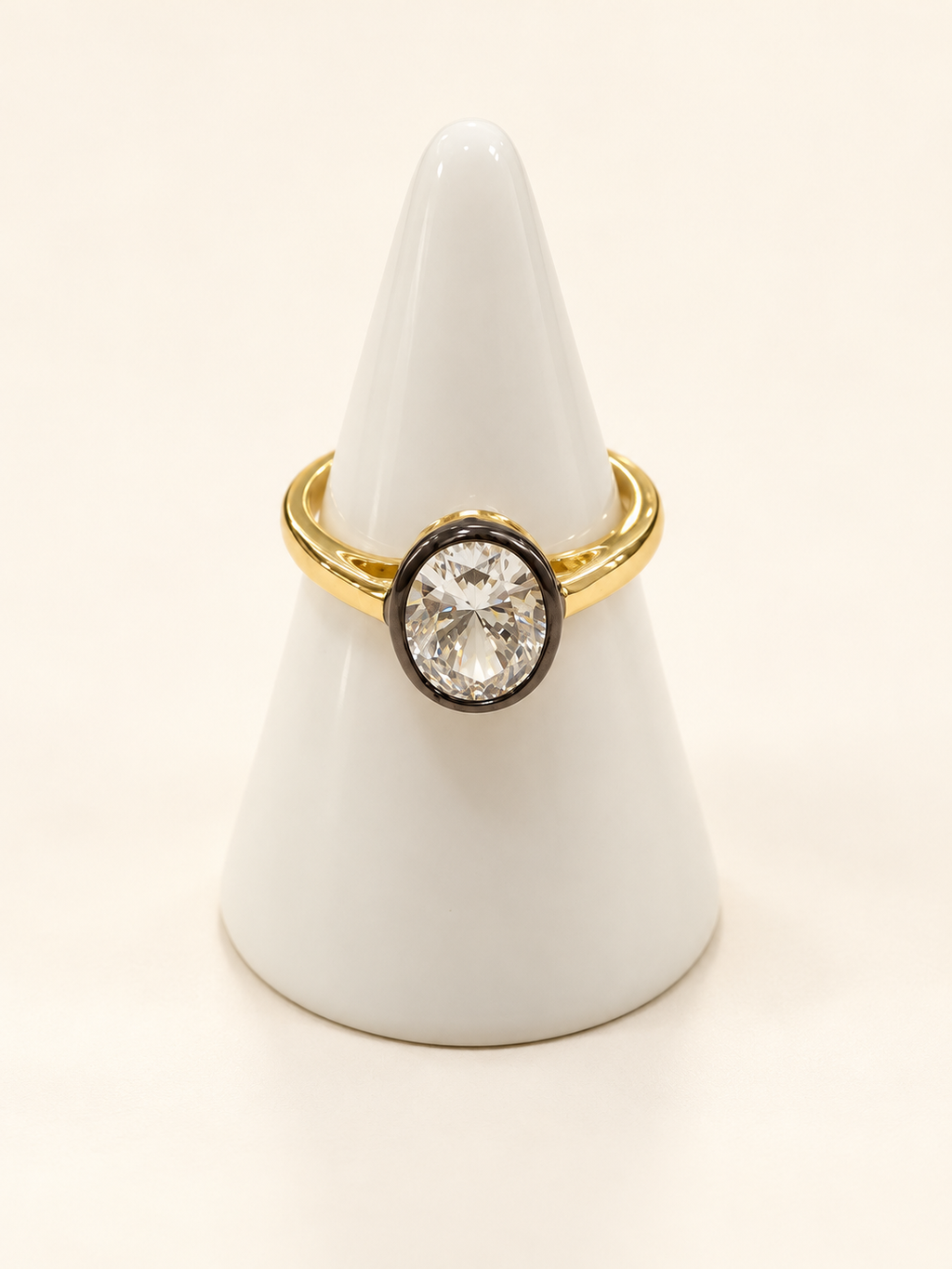 Black Bezel Set Stacking Ring
