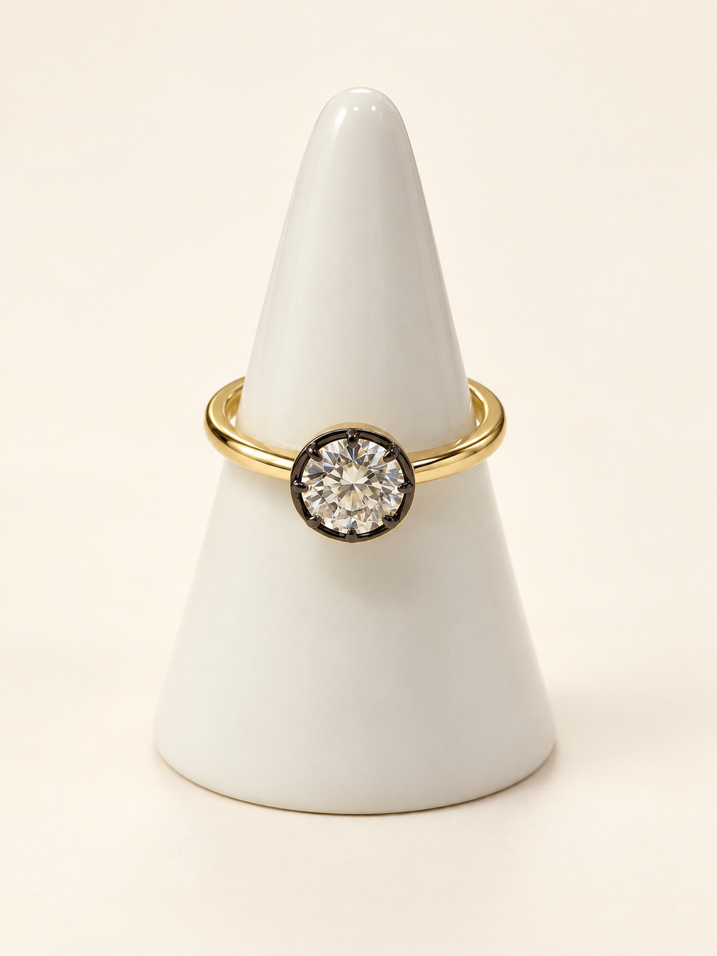 Black Bezel Set Stacking Ring