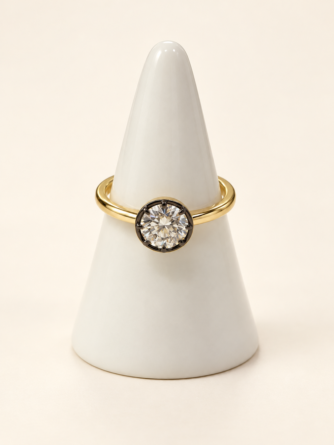 Black Bezel Set Stacking Ring