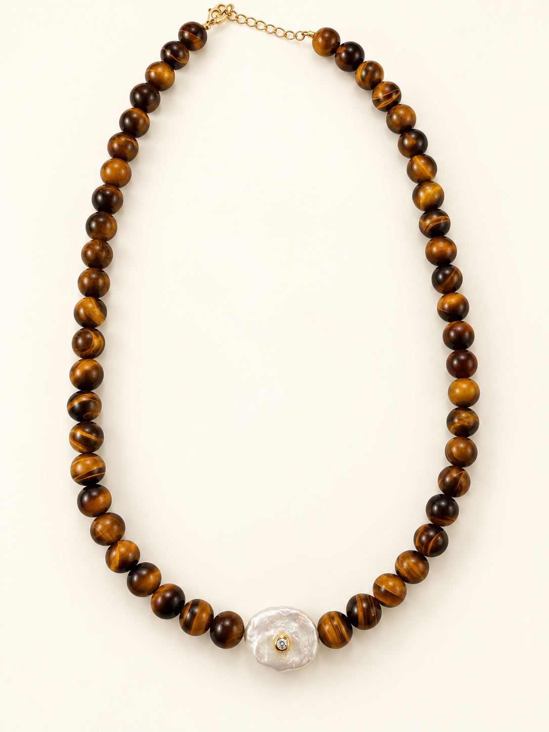 Baroque Pearl and Tiger's Eye Necklace