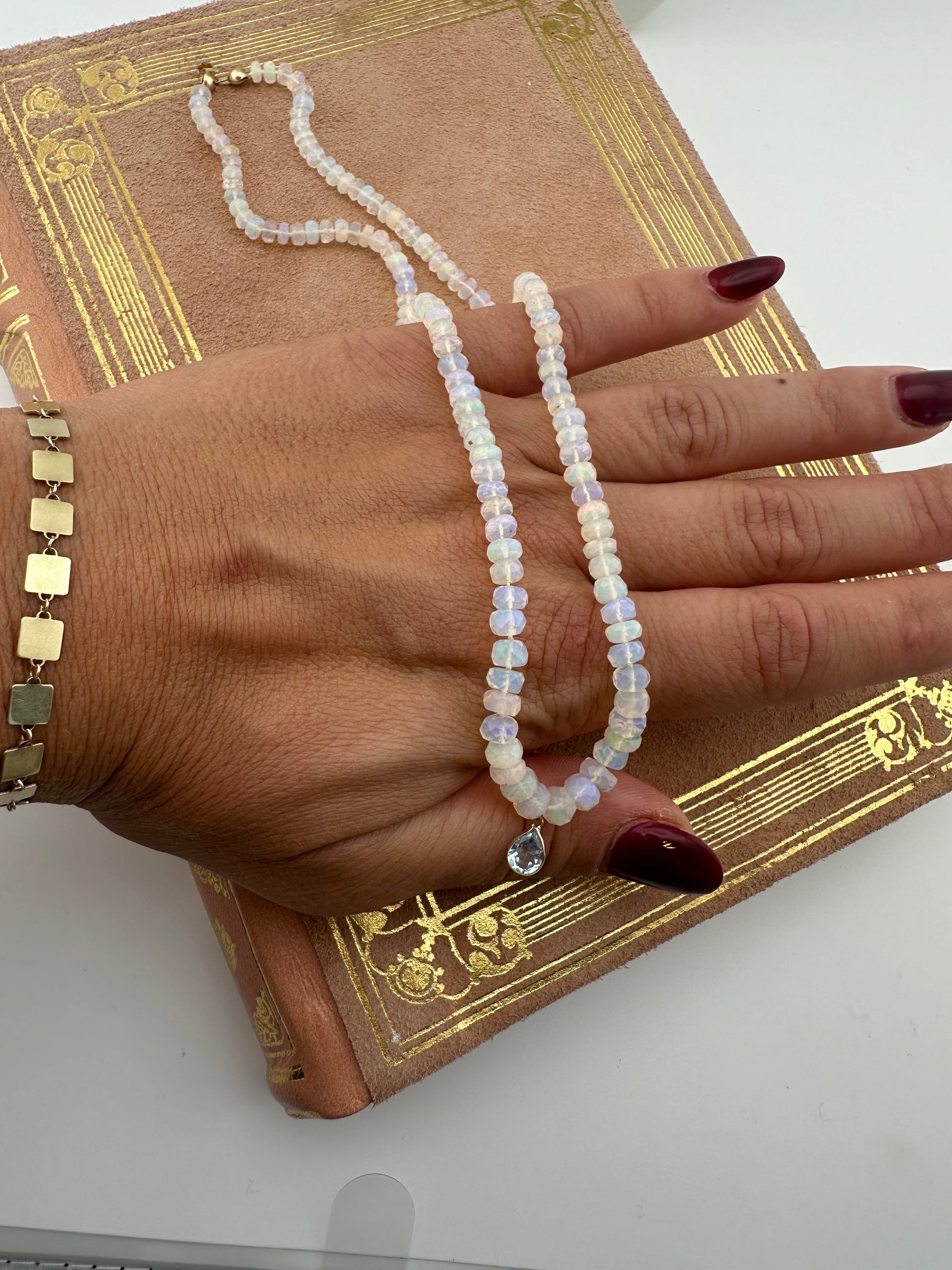 Ethiopian Opal and Blue Topaz Necklace