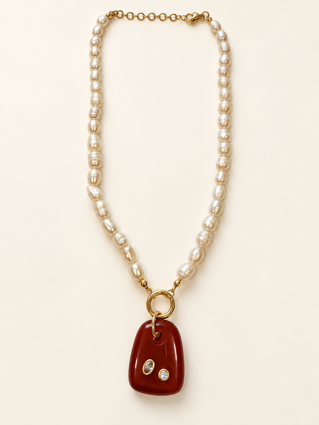 Freshwater Pearl and Carnelian Necklace