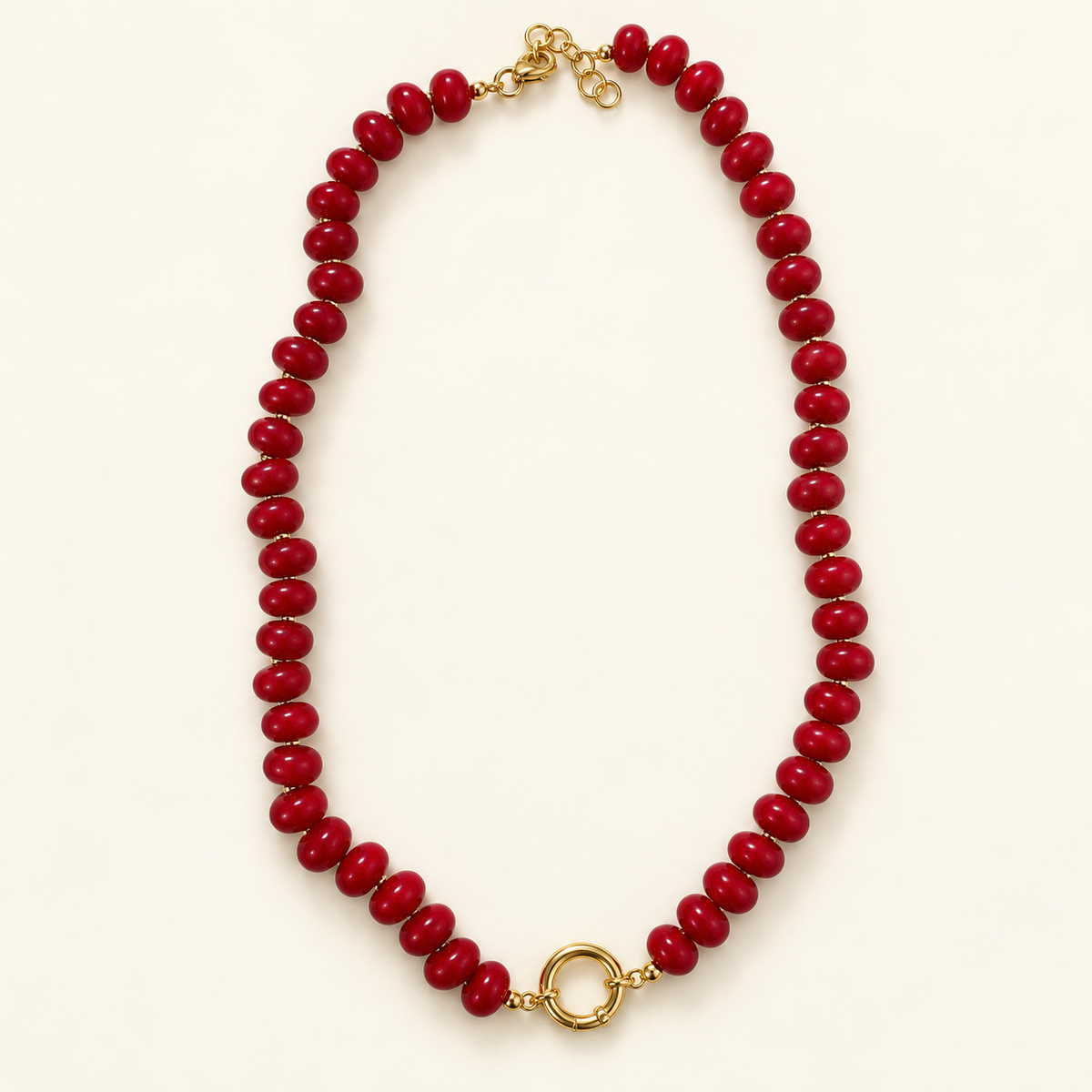 Red Agate Gemstone Necklace with Charm Clasp