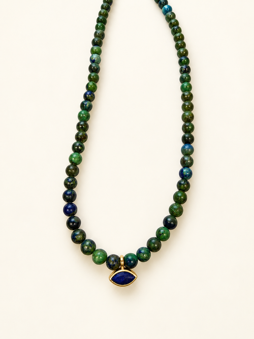 Azurite and Lapis Evil Eye Necklace