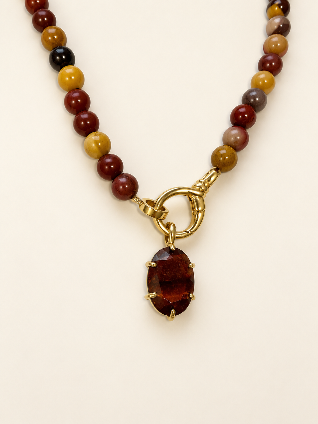 Jasper and Red Tigers Eye Charm Necklace