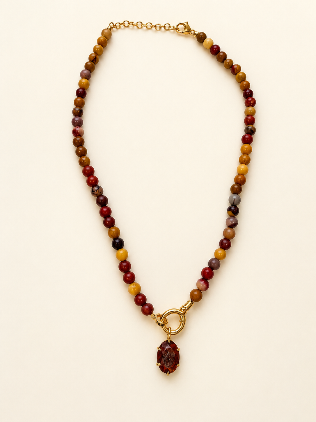 Jasper and Red Tigers Eye Charm Necklace