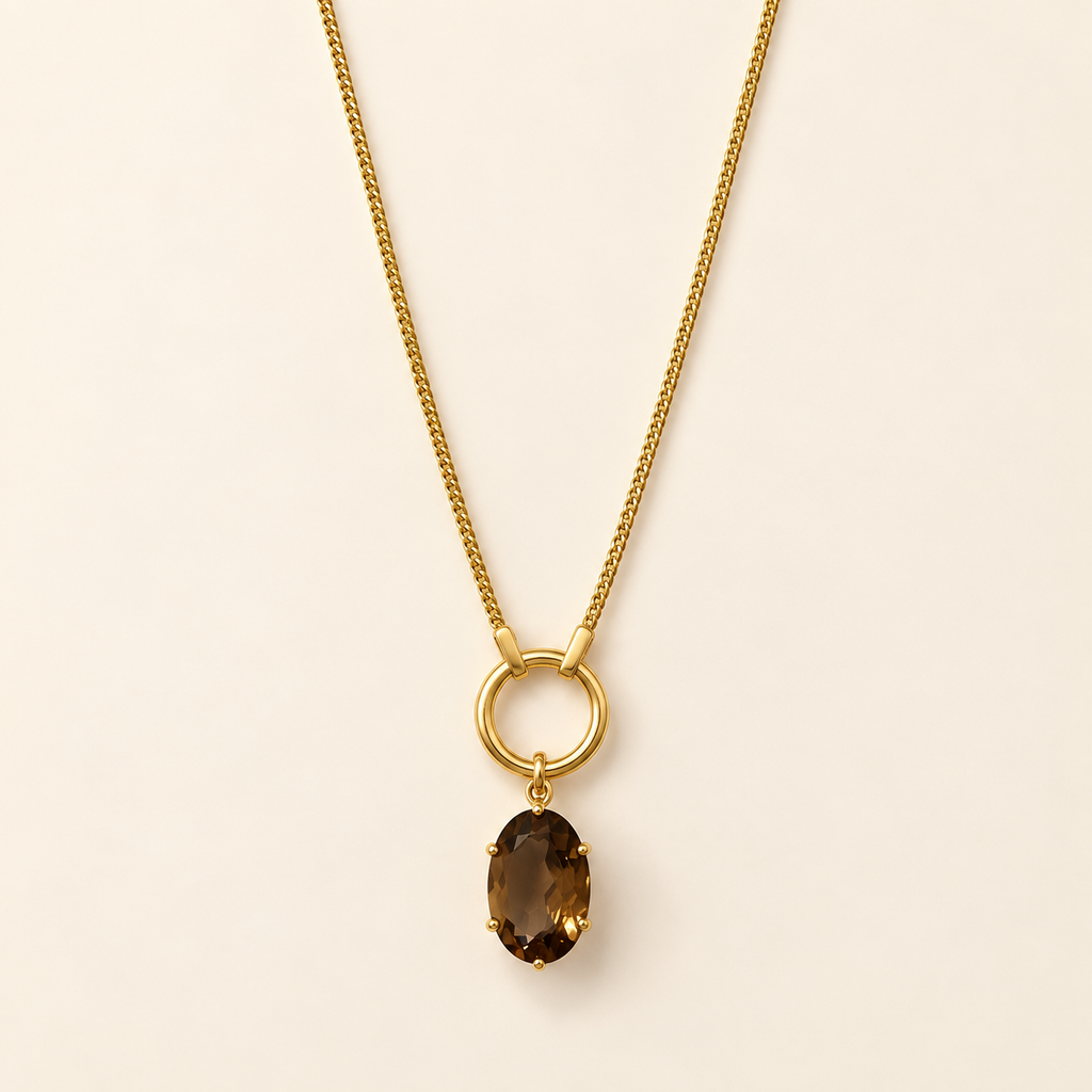 Smoky Quartz Layering Charm Necklace