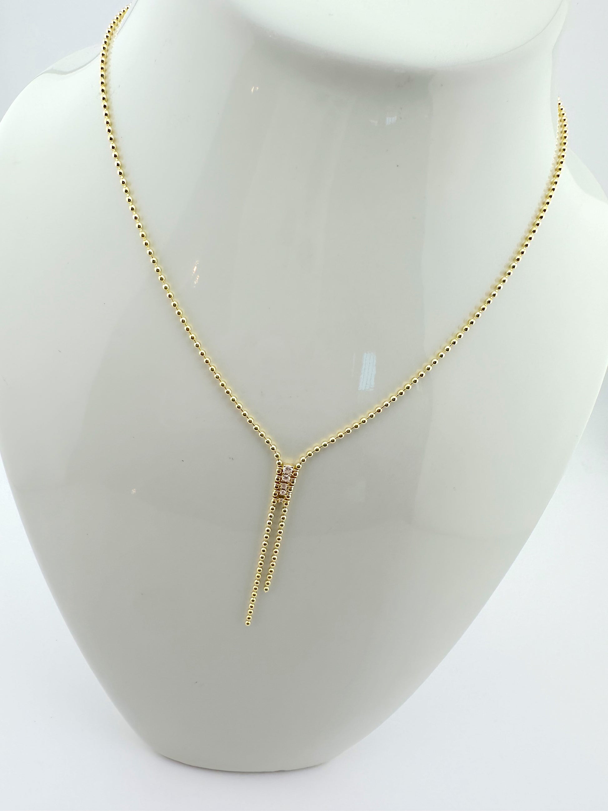 Beaded Ball Chain Lariat Necklace