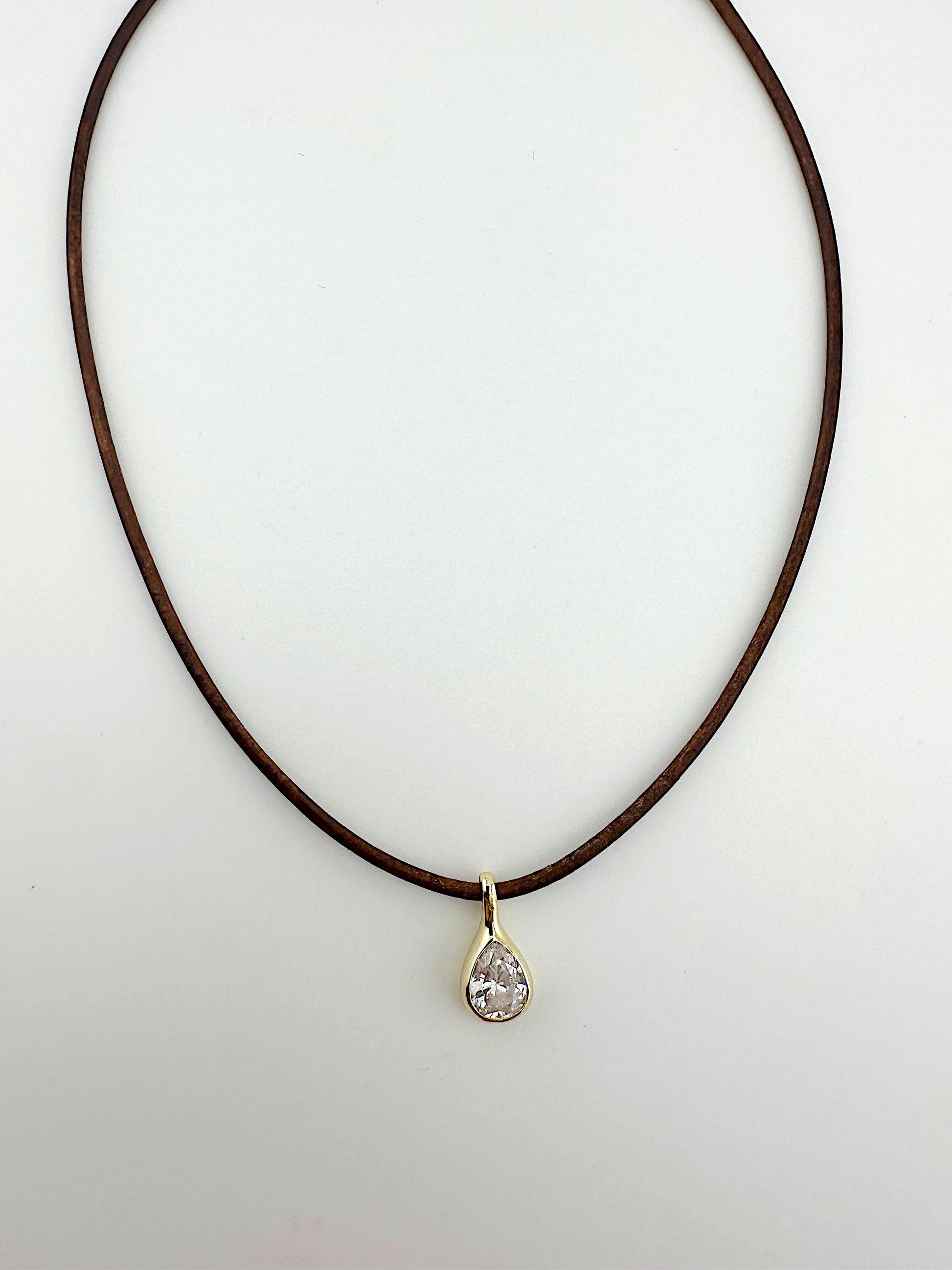 Leather Teardrop Necklace
