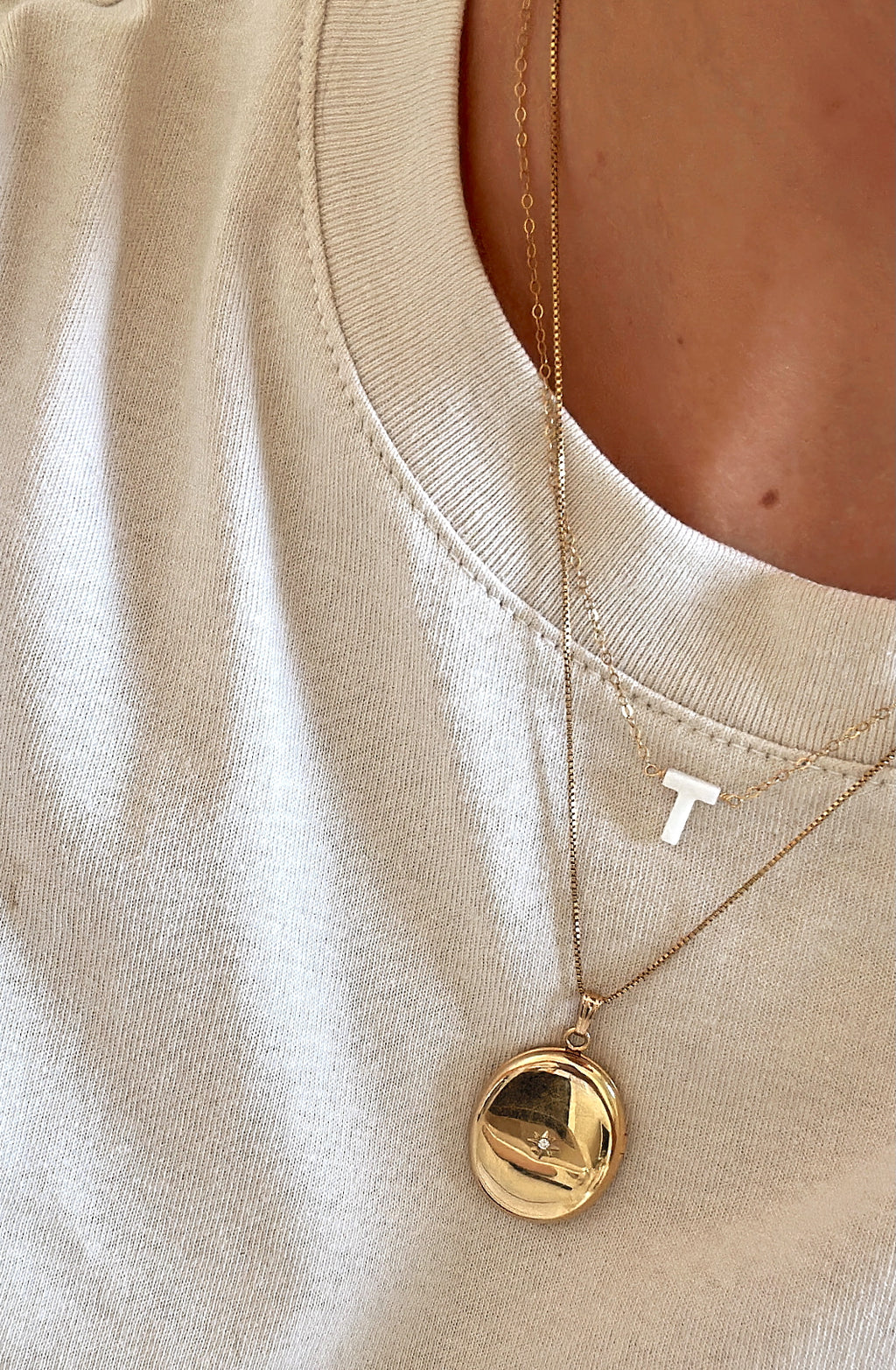 Mother of Pearl Initial Necklace