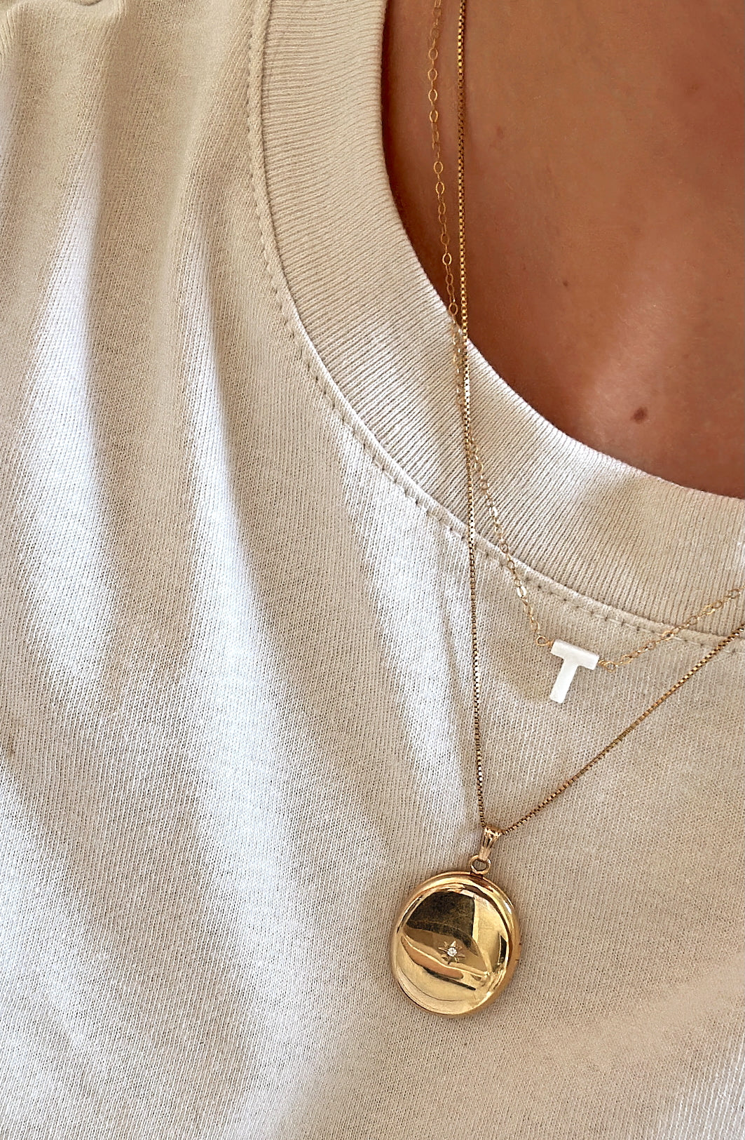 Mother of Pearl Initial Necklace