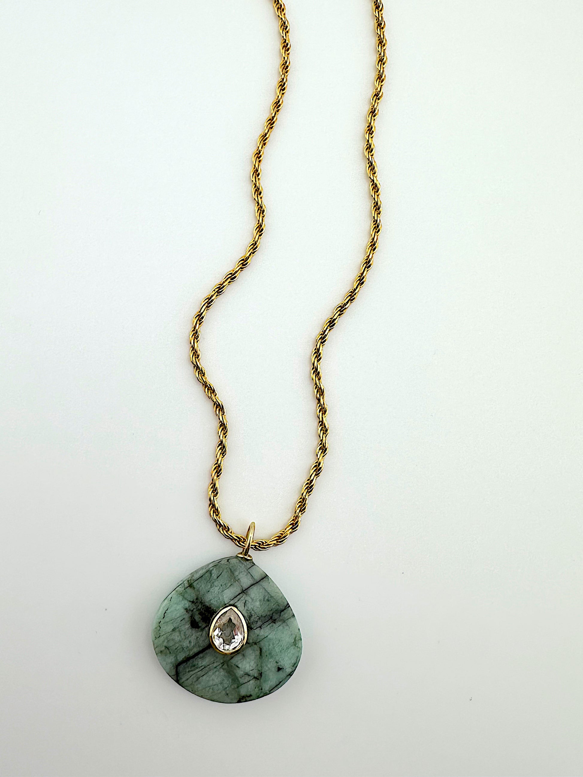 Emerald + White Topaz Statement Necklace