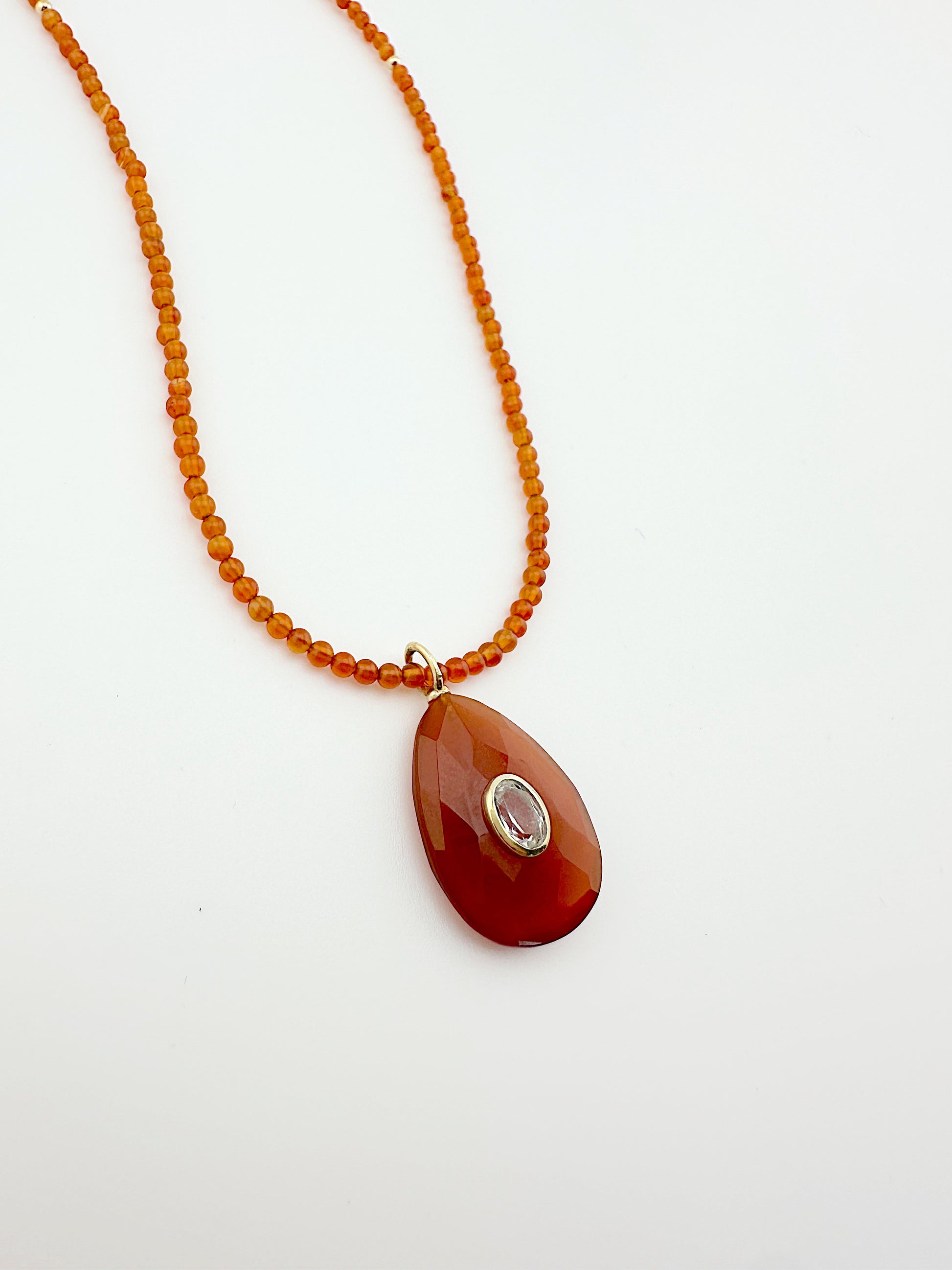 Completely Carnelian + White Topaz Necklace