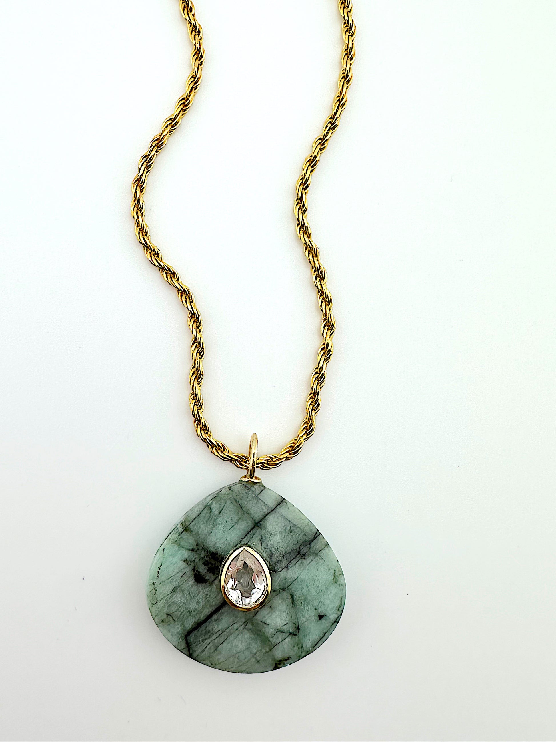 Emerald + White Topaz Statement Necklace