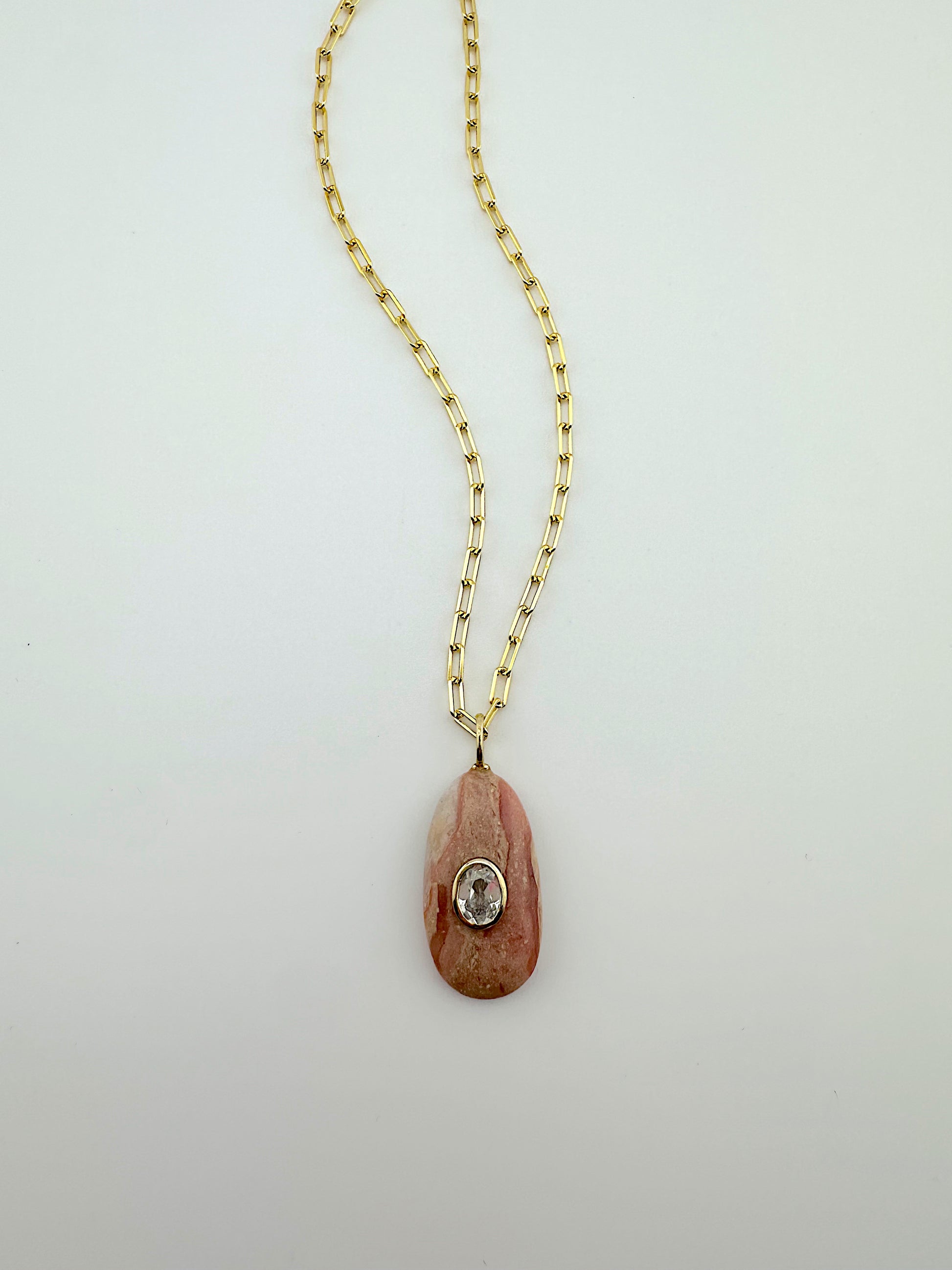 Rhodochrosite + White Topaz Necklace