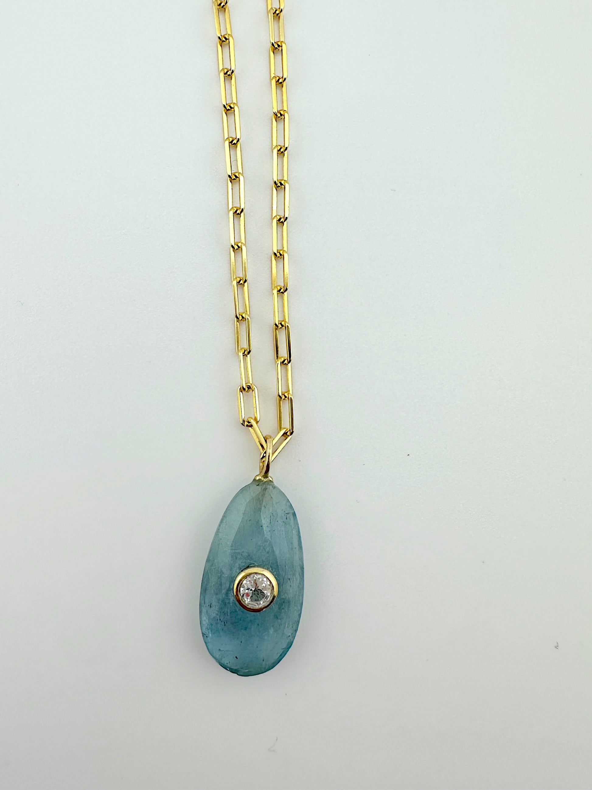 Aquamarine + White Topaz Necklace
