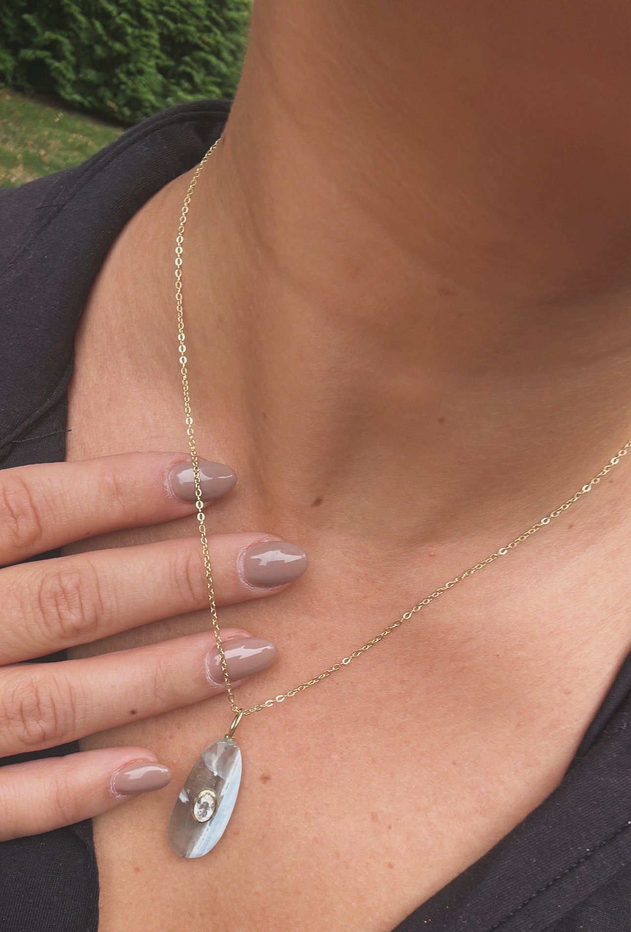 Blue Lace Agate + White Topaz Necklace
