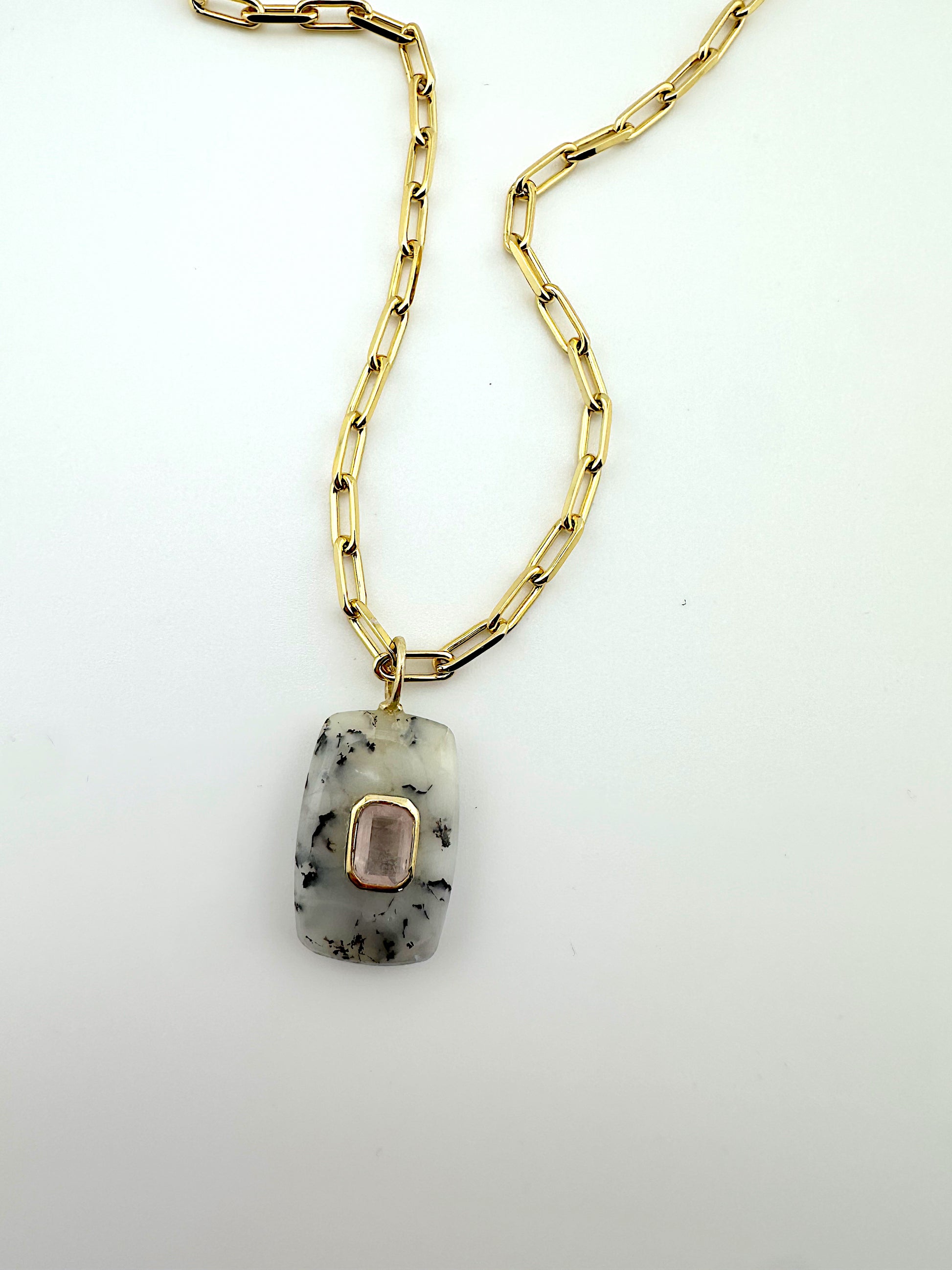 Dendritic Opal + Rose Quartz Necklace