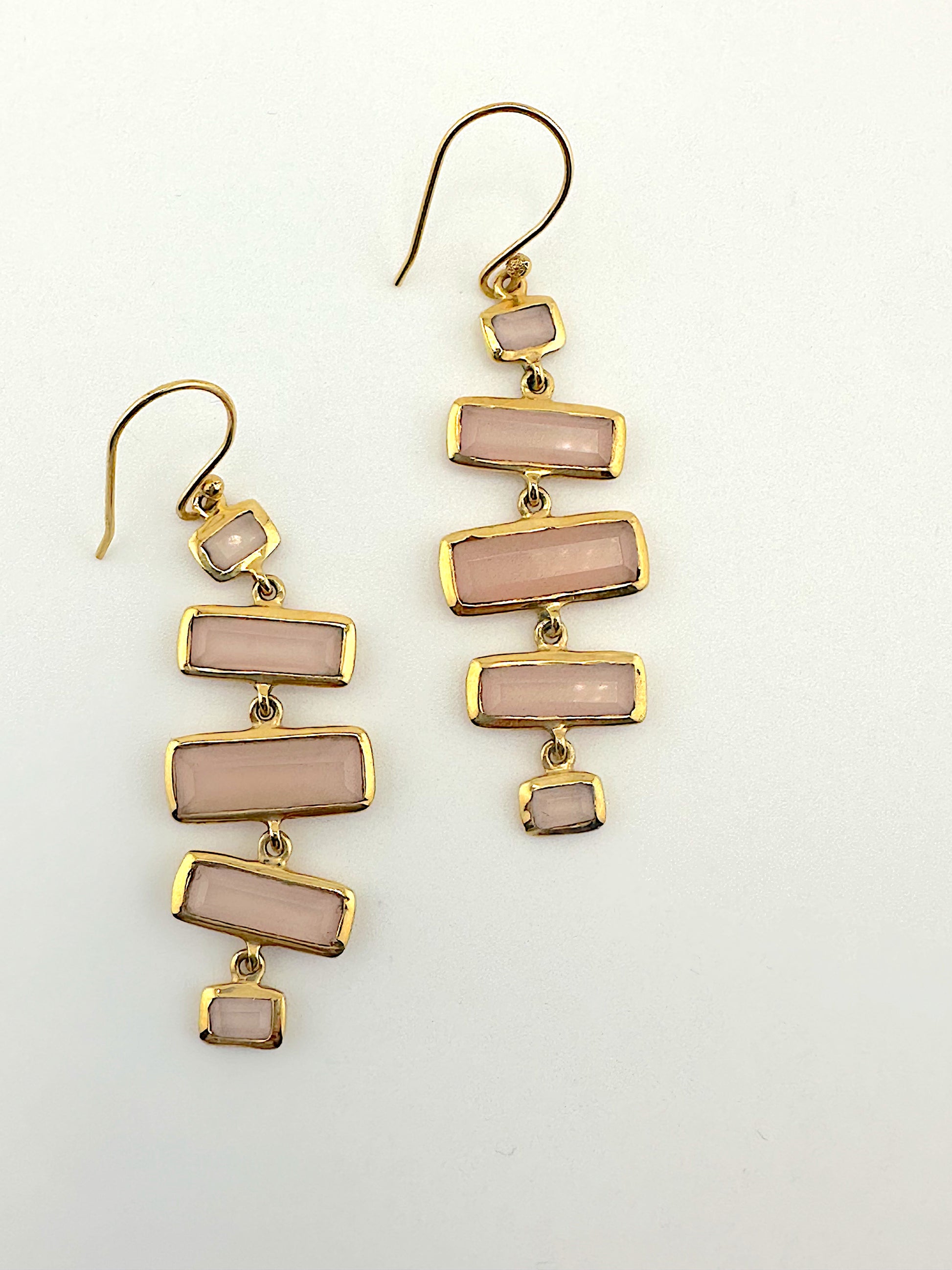 Pink Chalcedony Chandelier Earrings