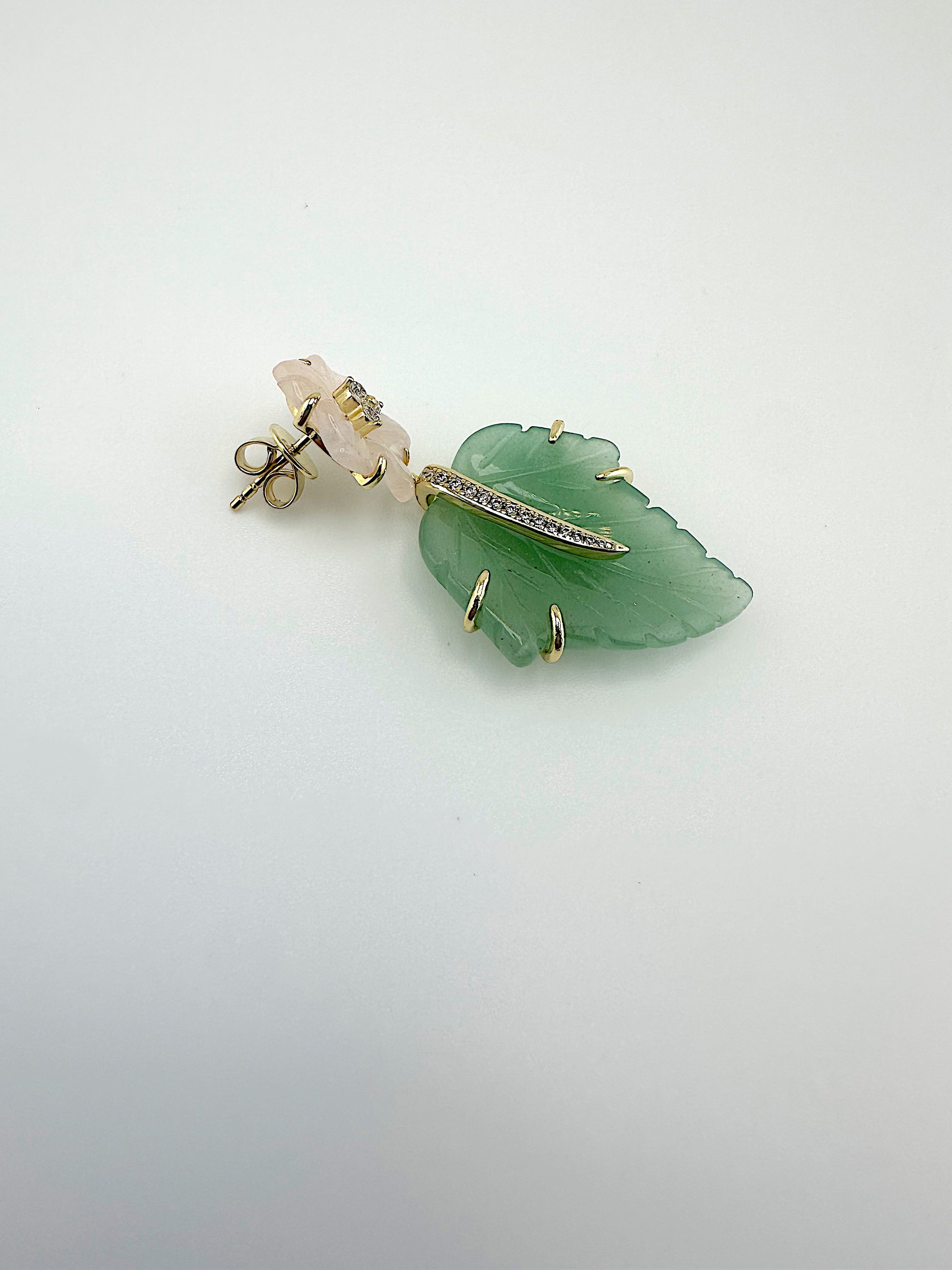 Rose Quartz and Jade Statement Earrings