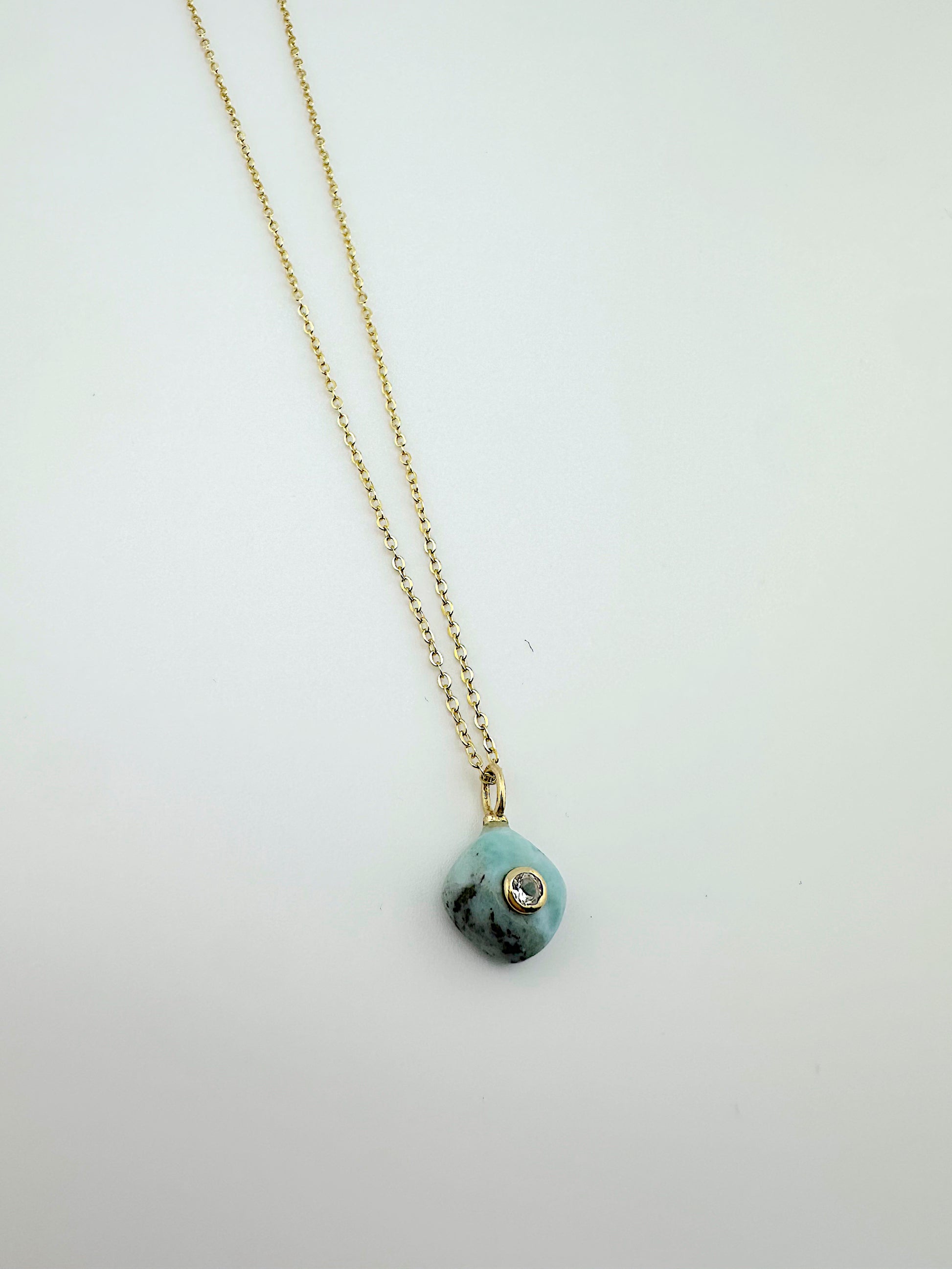 Blue Larimar + White Topaz Diamond Necklace