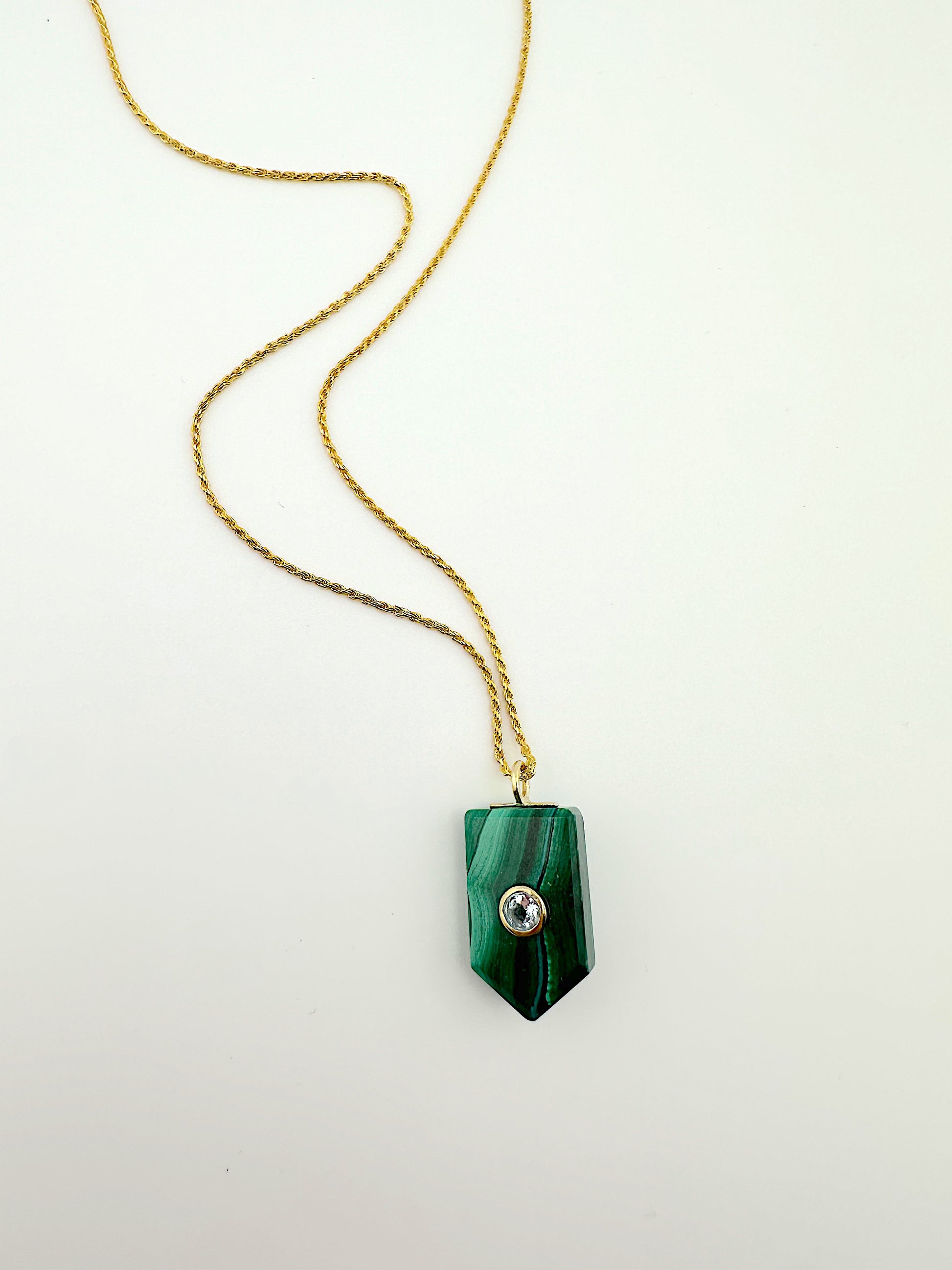 Malachite + White Topaz Prism Necklace