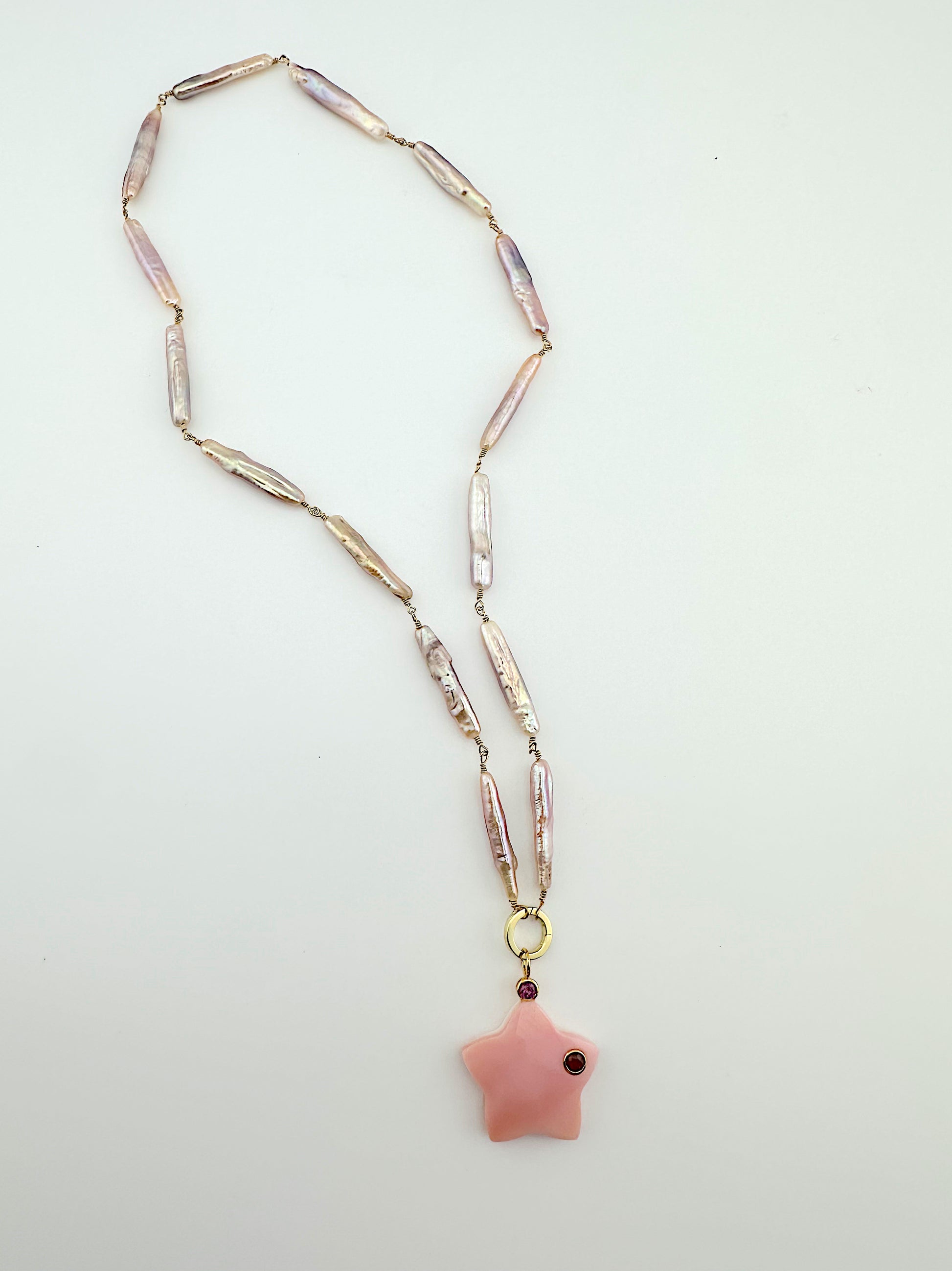 Peach Freshwater Pearl + Queen Conch Necklace