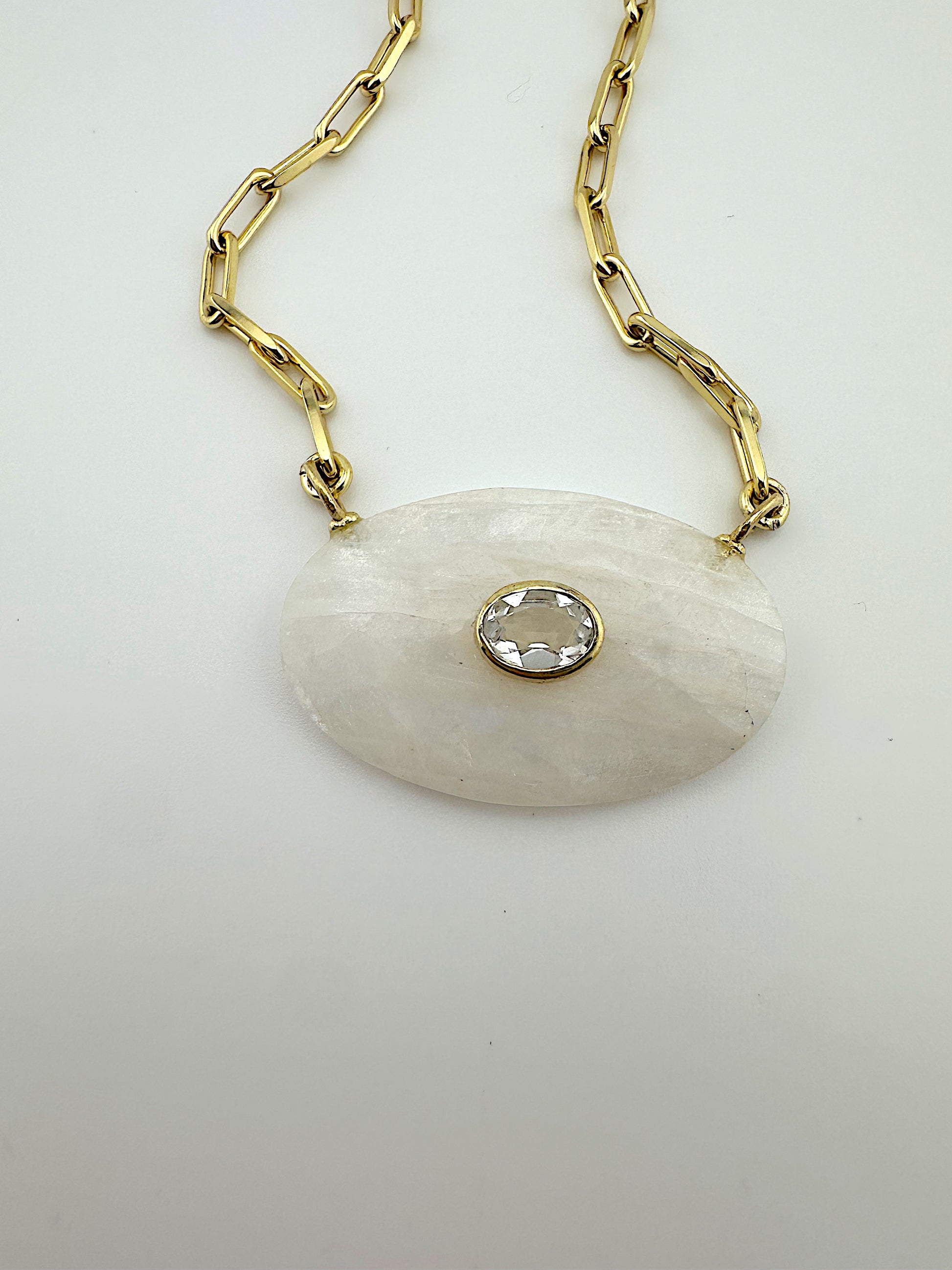 Mega Moonstone + White Topaz Necklace