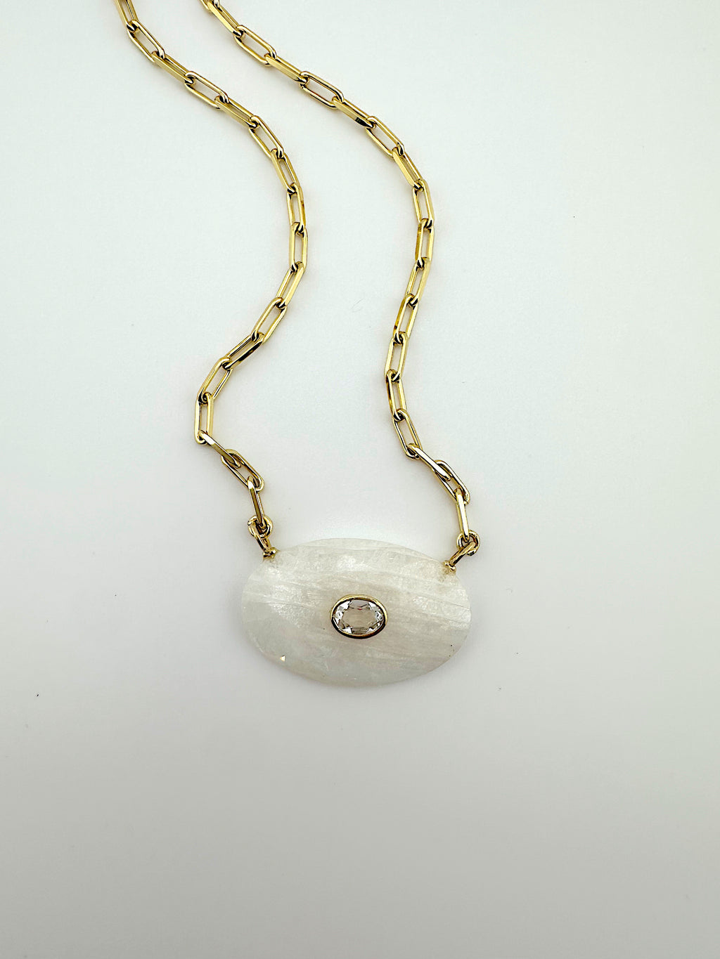 Mega Moonstone + White Topaz Necklace