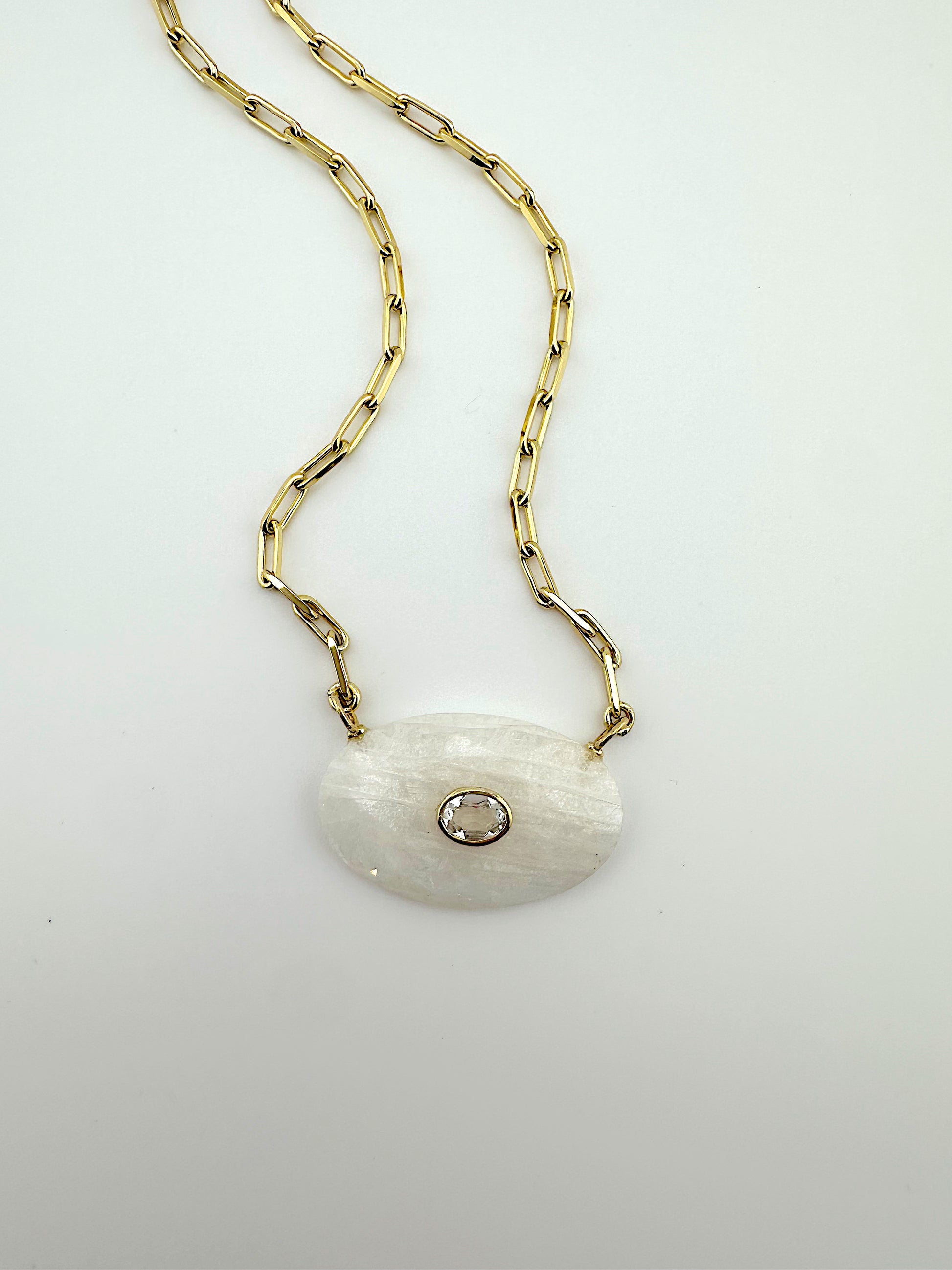 Mega Moonstone + White Topaz Necklace