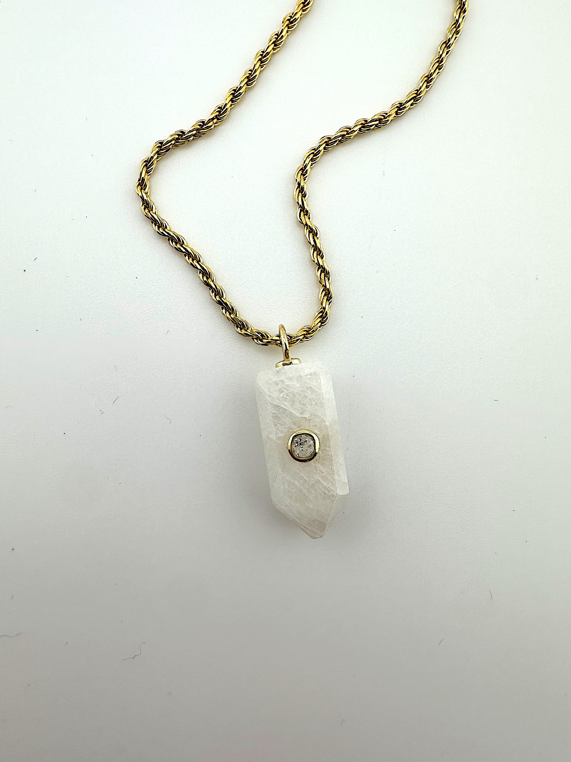 Moonstone + White Topaz Prism Necklace