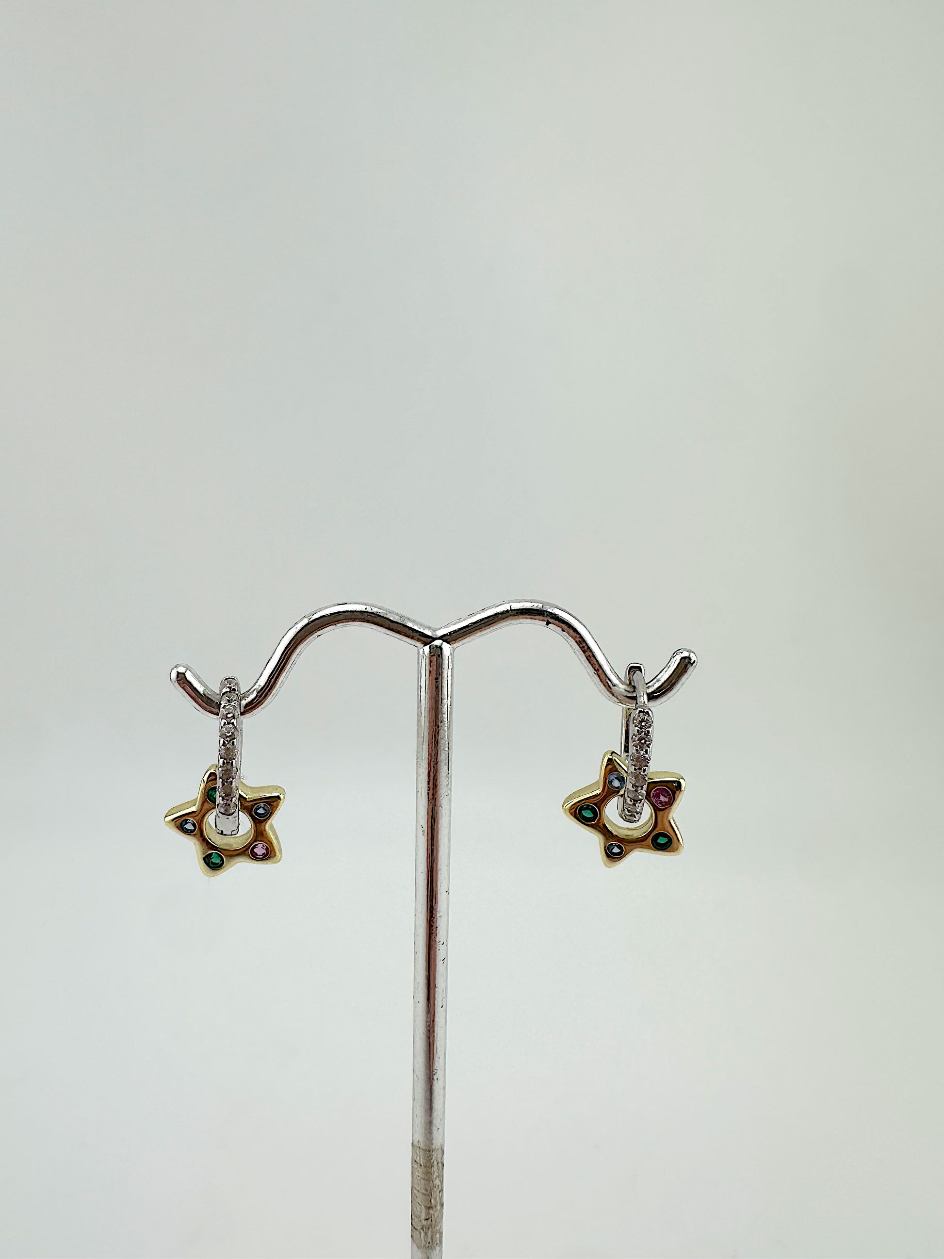 Mixed Metal Star Huggies