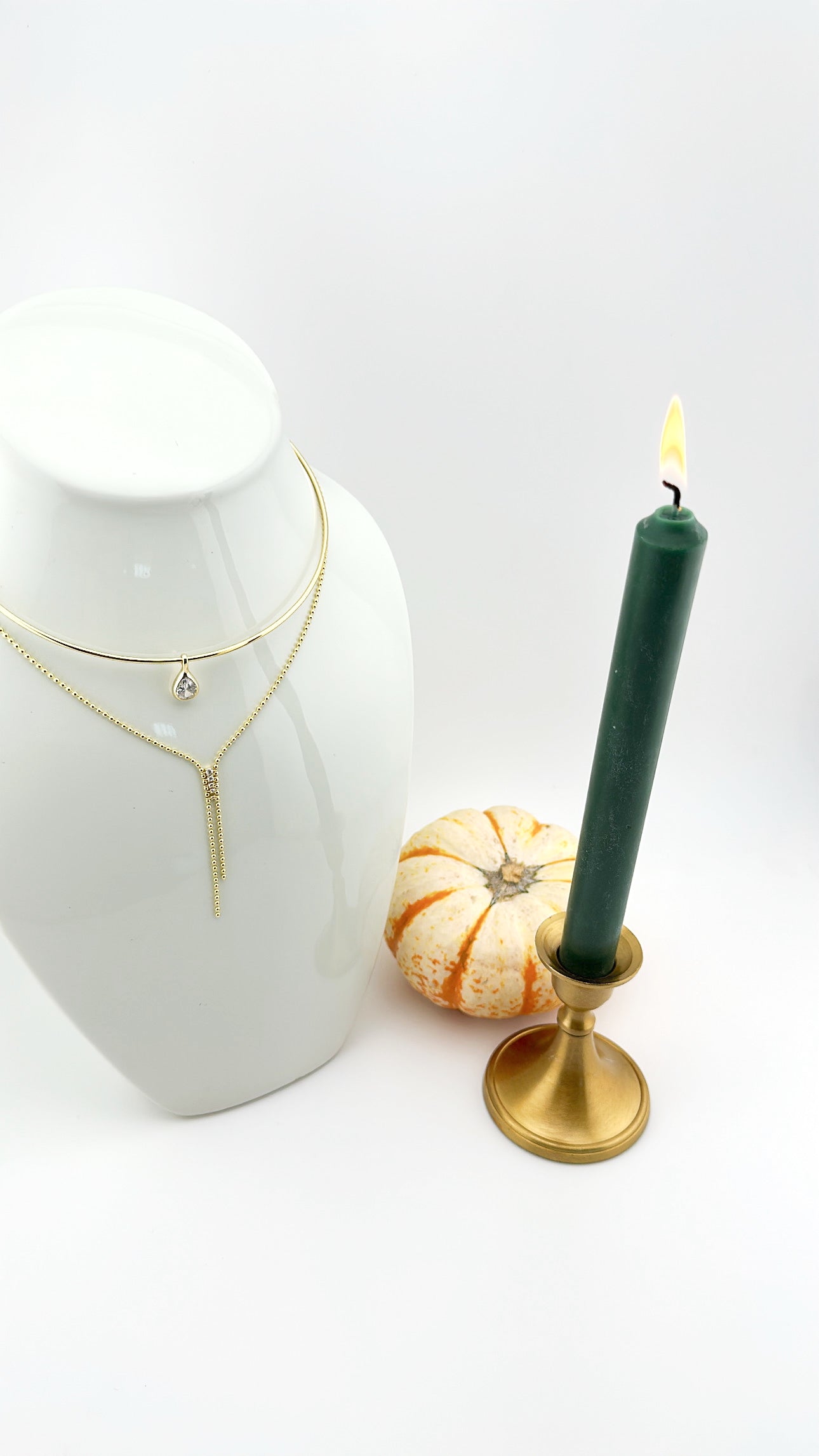Beaded Ball Chain Lariat Necklace