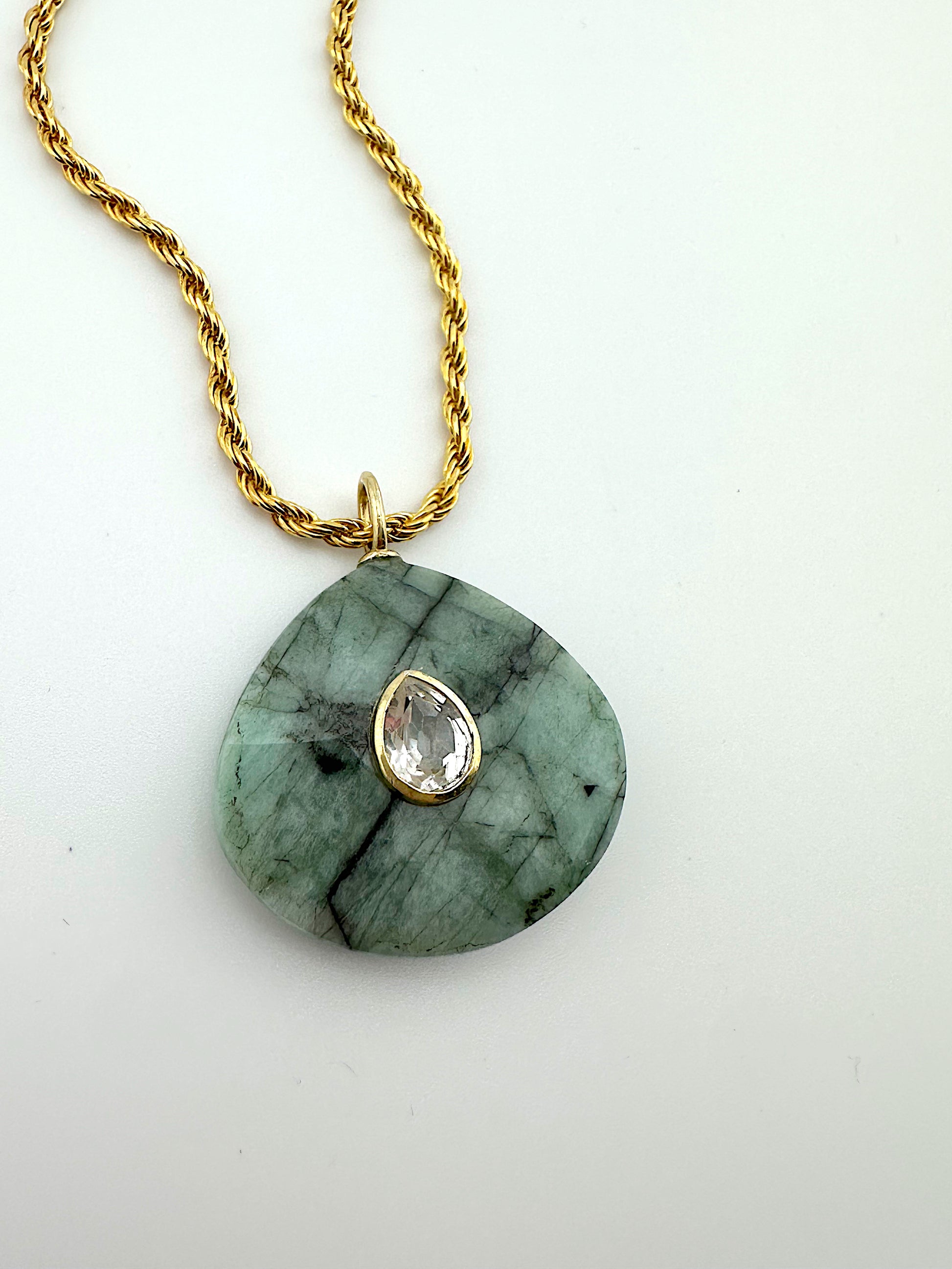 Emerald + White Topaz Statement Necklace