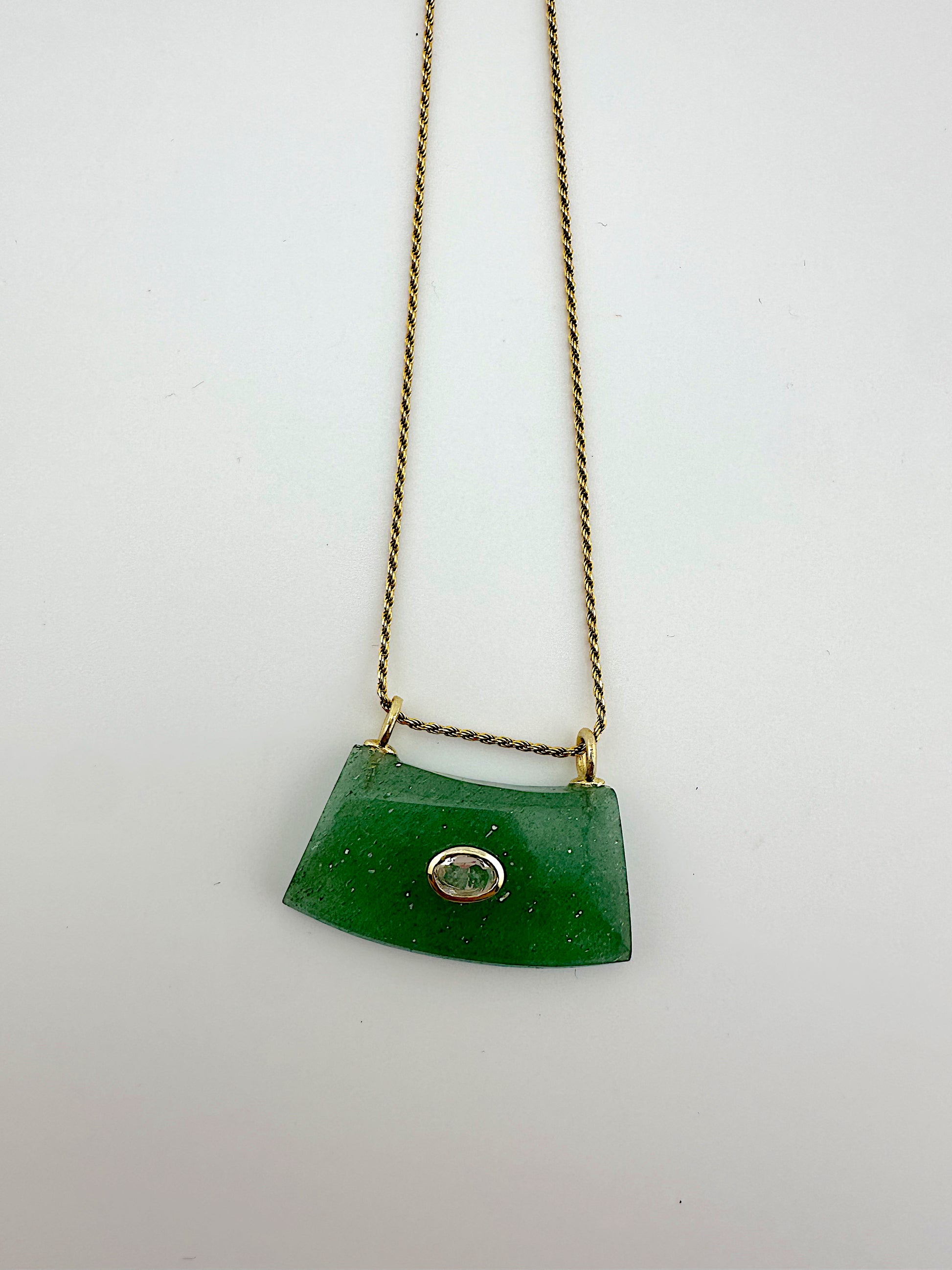 Jade + White Topaz Necklace