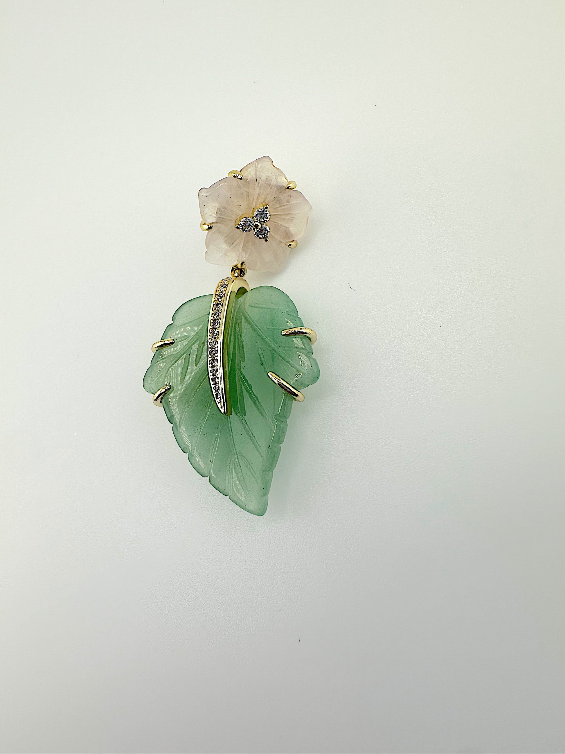 Rose Quartz and Jade Statement Earrings