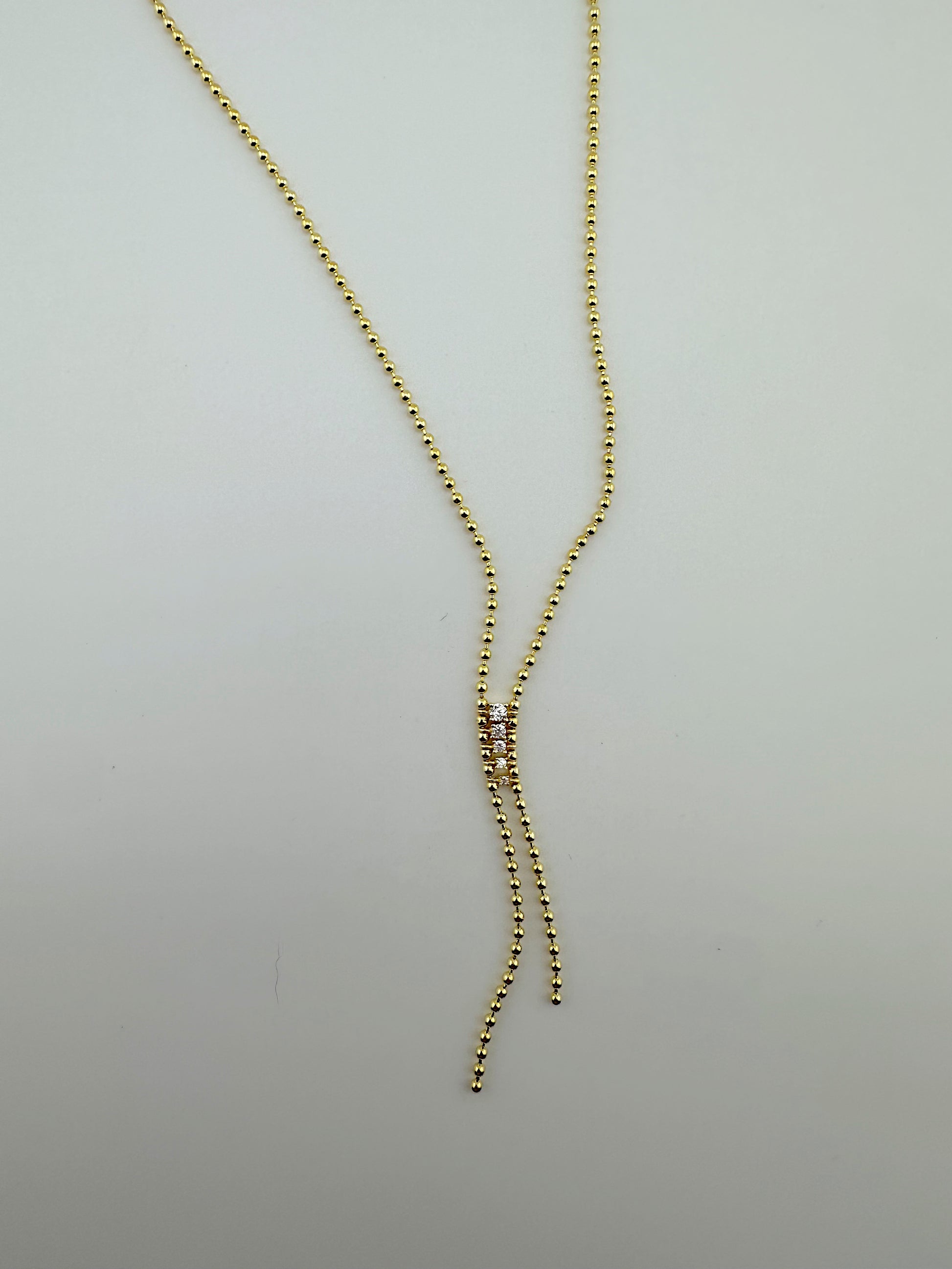 Beaded Ball Chain Lariat Necklace