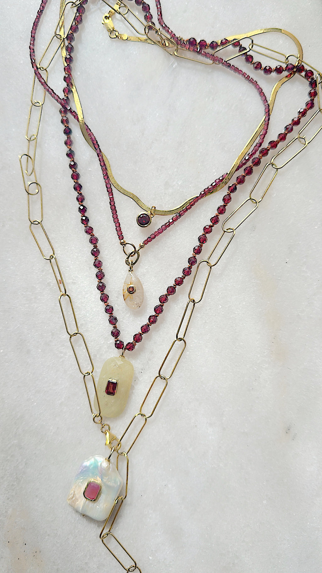 Garnet Snake Chain