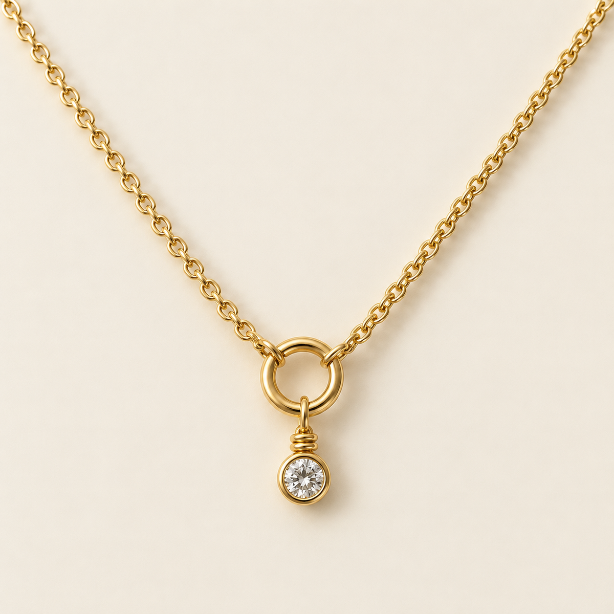 Wrapped Diamond Charm Clasp Necklace